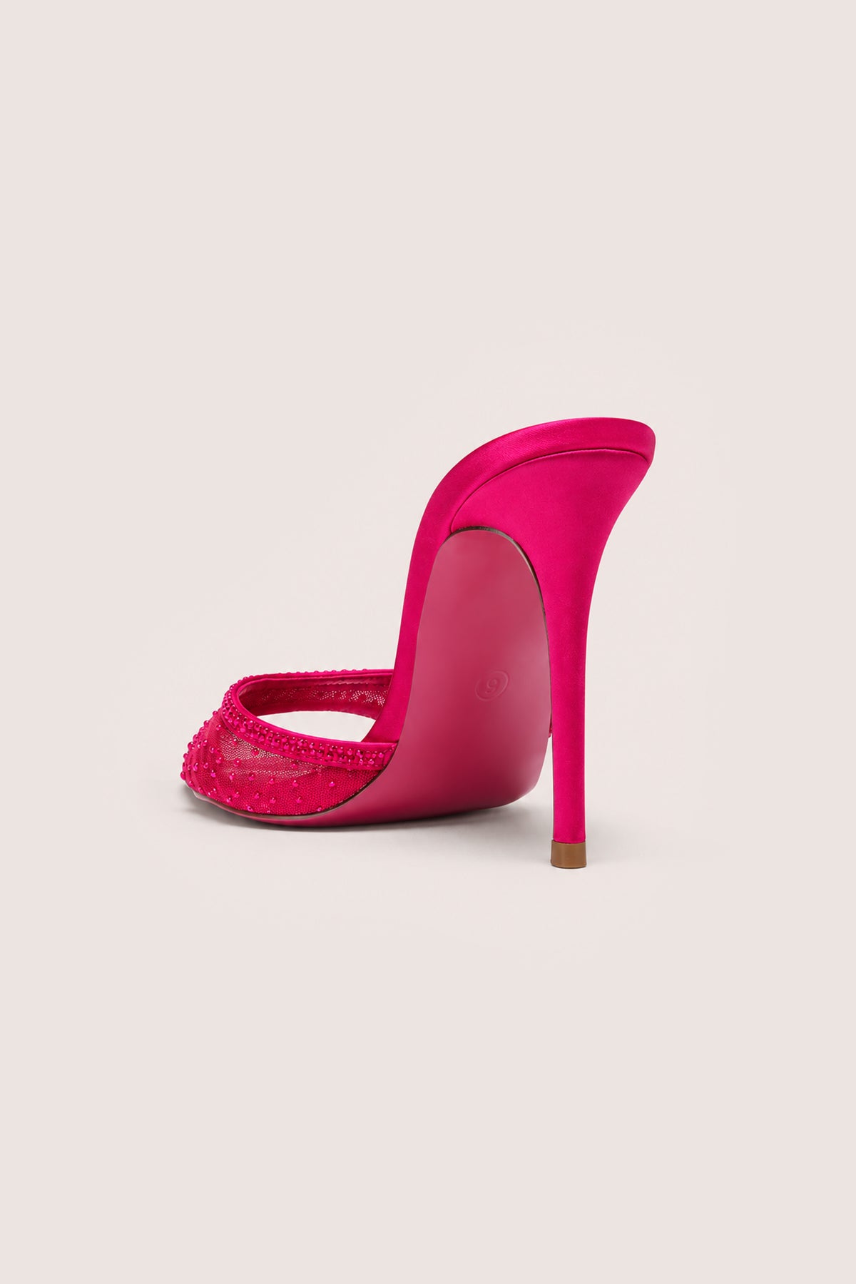 ⁣⁢Verzierte Satin-Mules mit Absatz in Fuchsia Pink⁤⁣ - 2
