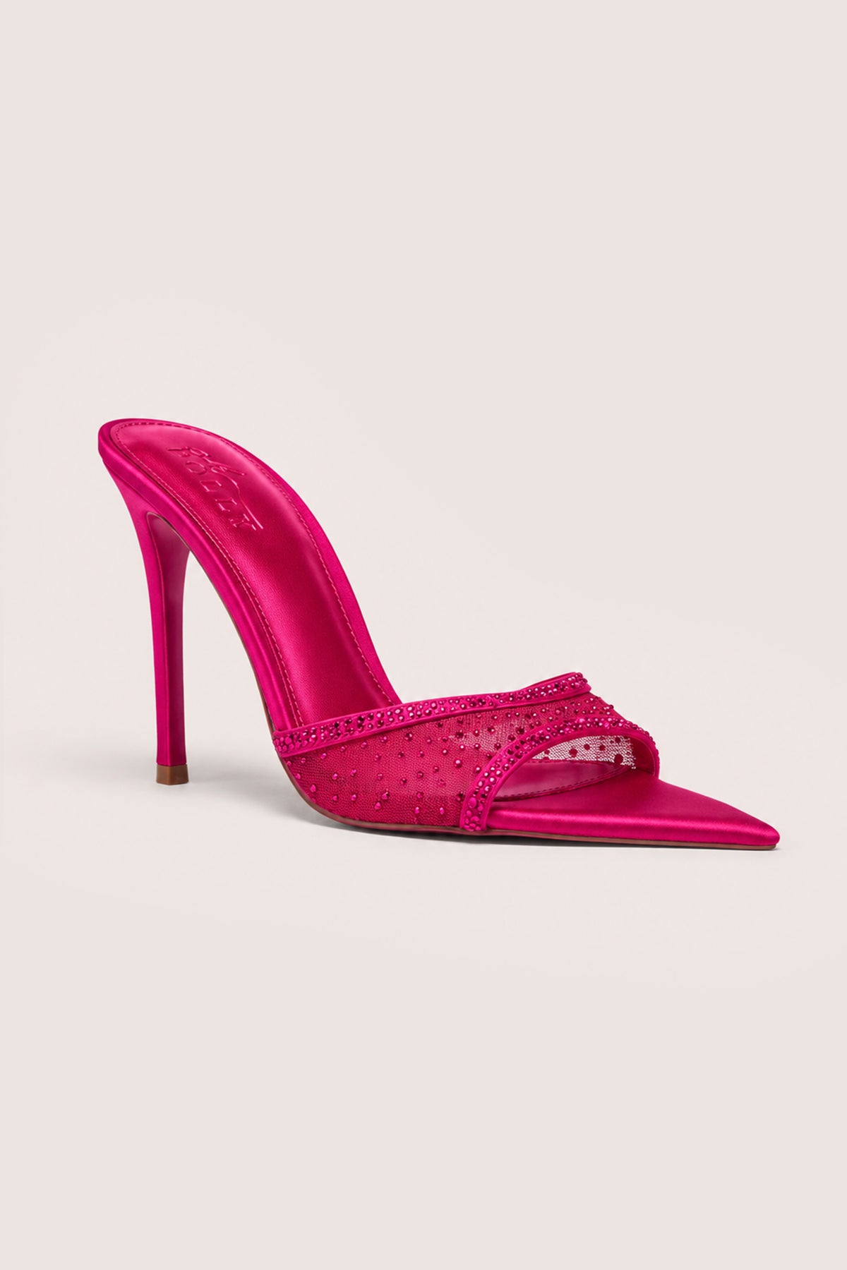 ⁣⁢Verzierte Satin-Mules mit Absatz in Fuchsia Pink⁤⁣ - 1