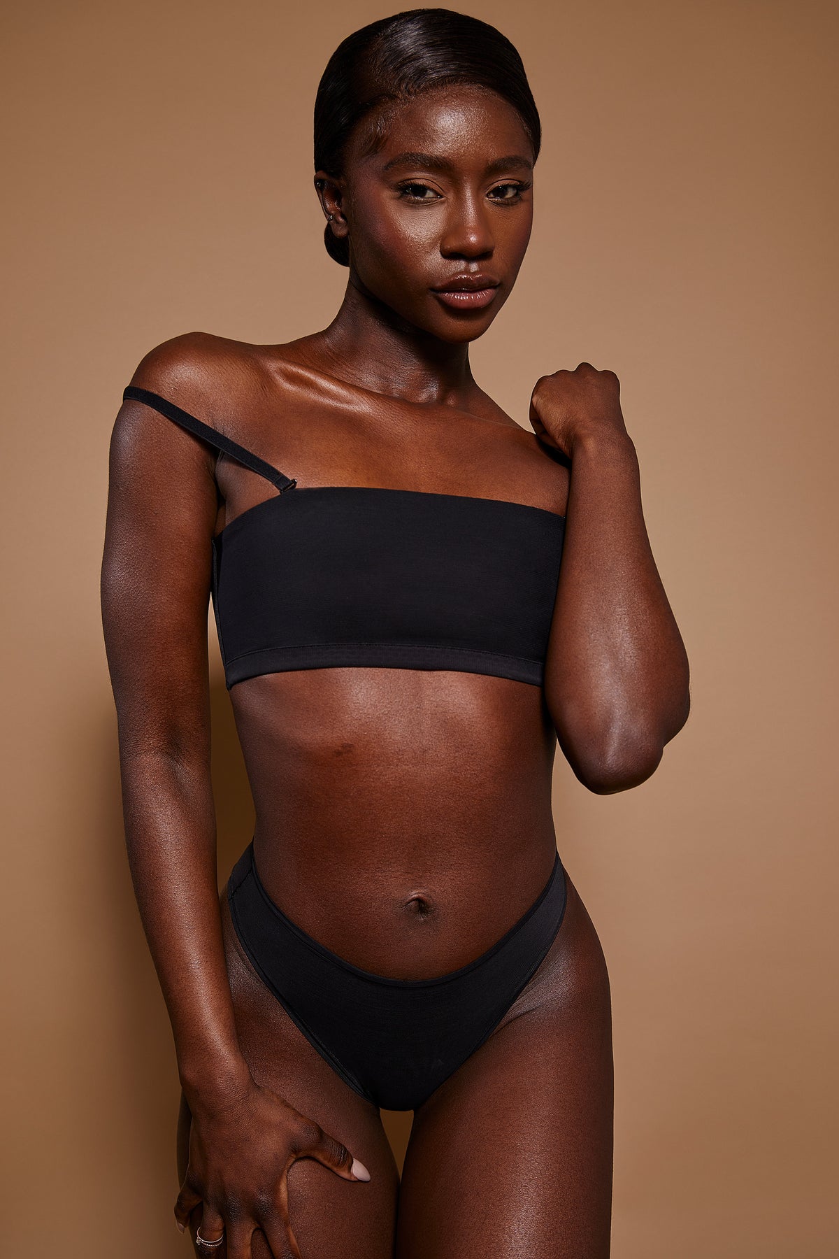 ⁣⁢Soft Mesh Bandeau-BH in Schwarz⁤⁣
