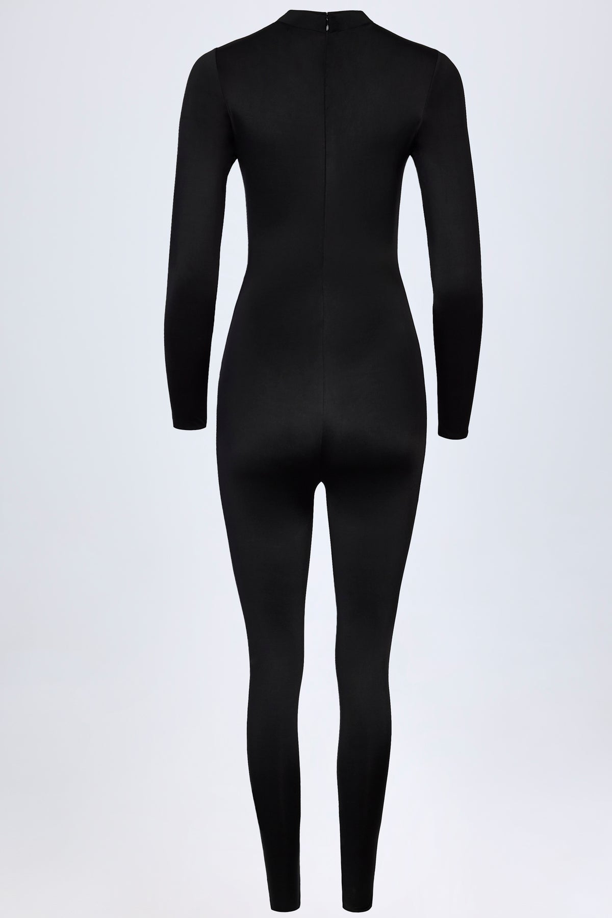 ⁣⁢Hochgeschlossener, langärmliger Overall in Schwarz⁤⁣
