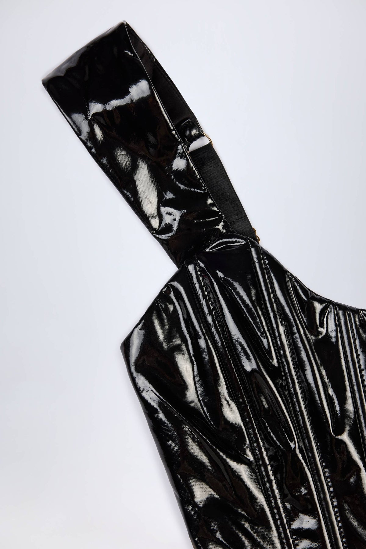 ⁣⁢Vinyl-Korsett-Top mit Schnürung in Schwarz⁤⁣