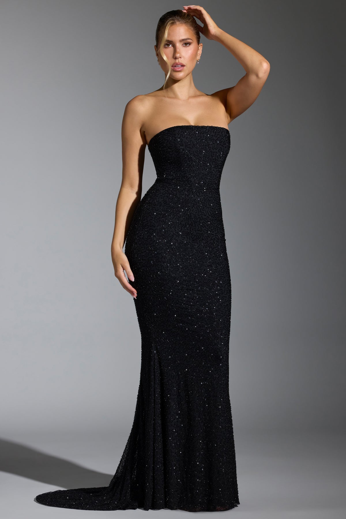 ⁣⁢Verziertes Korsettkleid in Schwarz⁤⁣