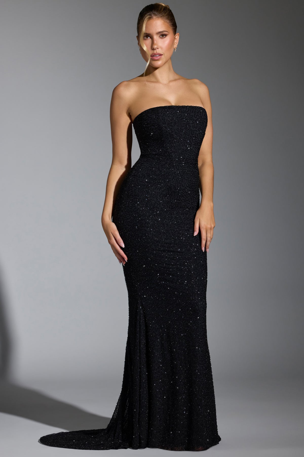 ⁣⁢Verziertes Korsettkleid in Schwarz⁤⁣