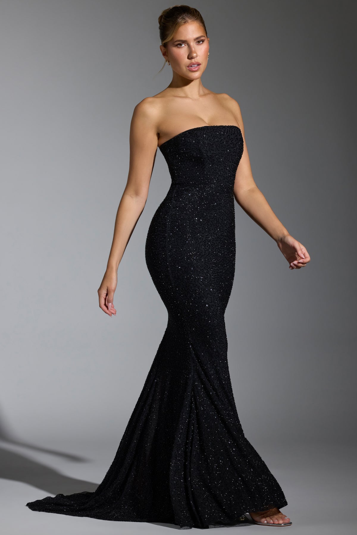⁣⁢Verziertes Korsettkleid in Schwarz⁤⁣