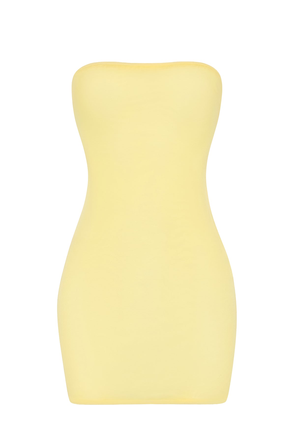 ⁣⁢Bandeau-Mini-Slipdress aus weichem, transparentem Mesh in Gelb⁤⁣