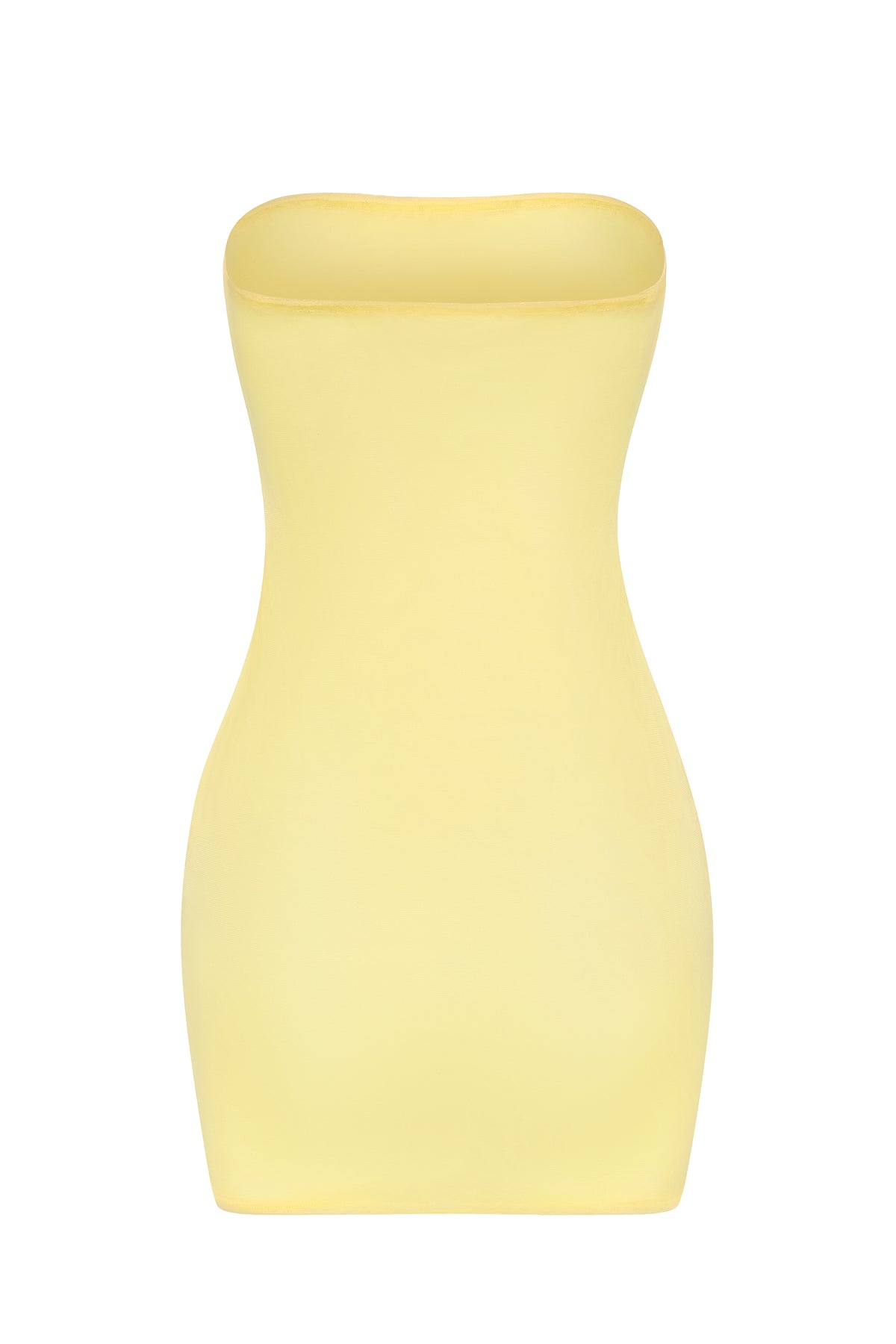 ⁣⁢Bandeau-Mini-Slipdress aus weichem, transparentem Mesh in Gelb⁤⁣