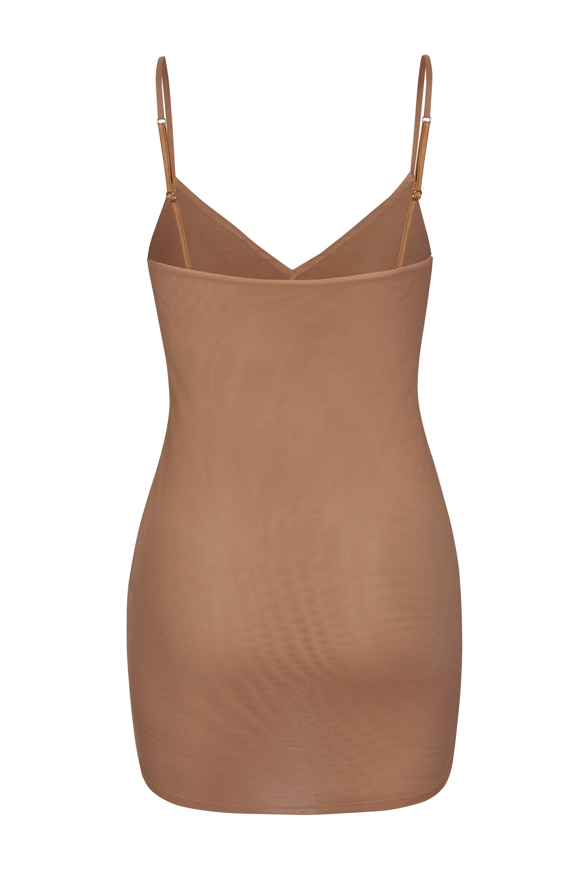 ⁣⁢Mini-Slip-Kleid aus weichem Mesh mit V-Ausschnitt in Honey⁤⁣