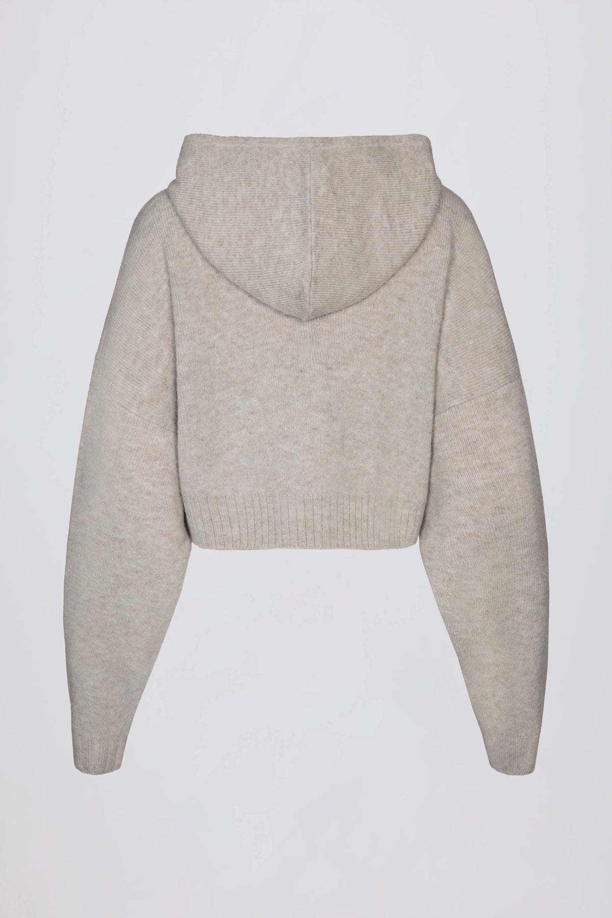⁣⁢Cropped-Hoodie aus weichem Strick mit Reißverschluss in Beige⁤⁣