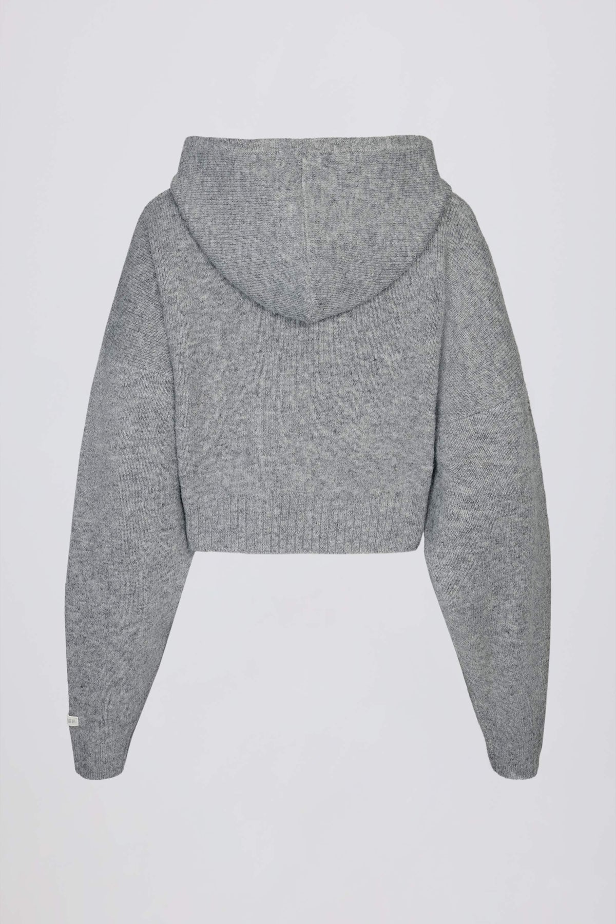 ⁣⁢Cropped Hoodie aus Soft Knit mit Reißverschluss in Grau⁤⁣