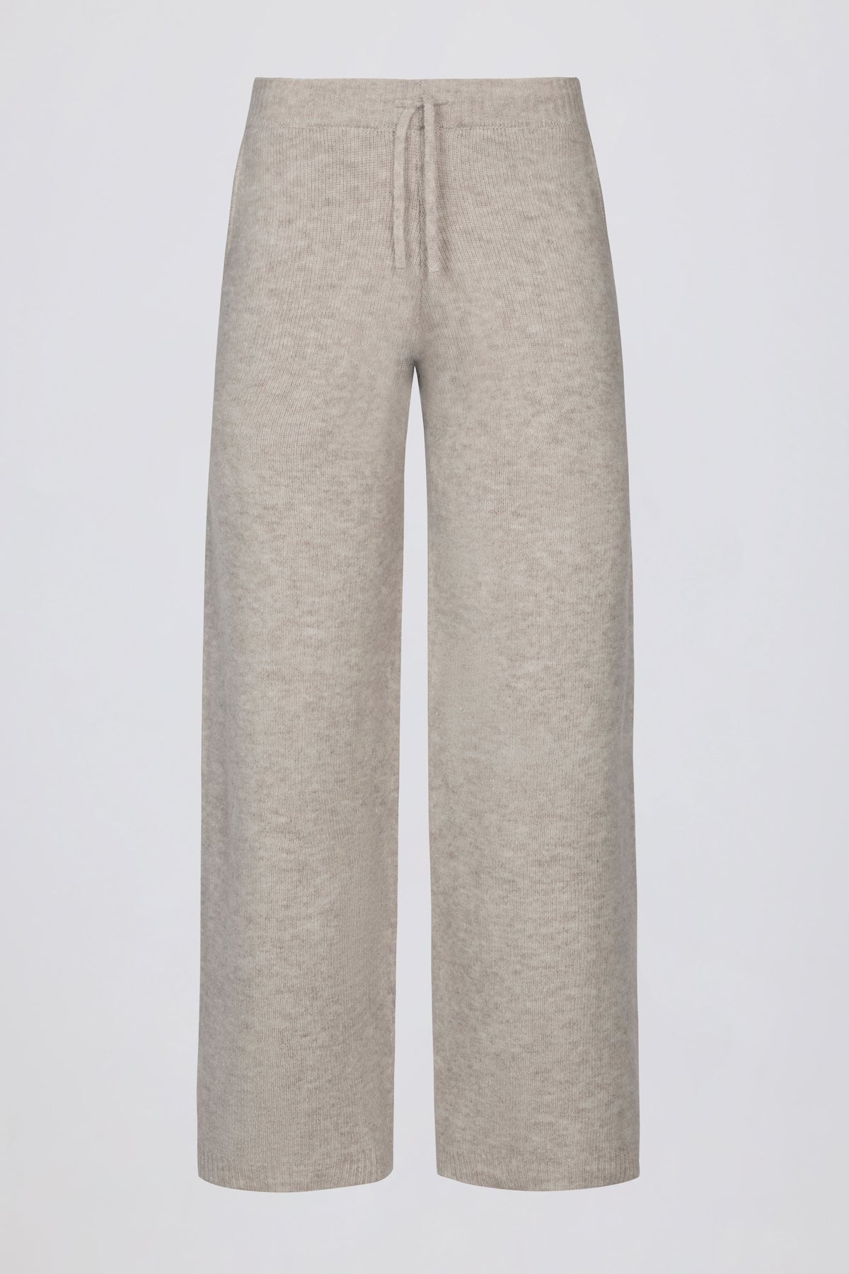 ⁣⁢Mid-Waist-Wide-Leg-Jogginghose aus Strick in Beige⁤⁣