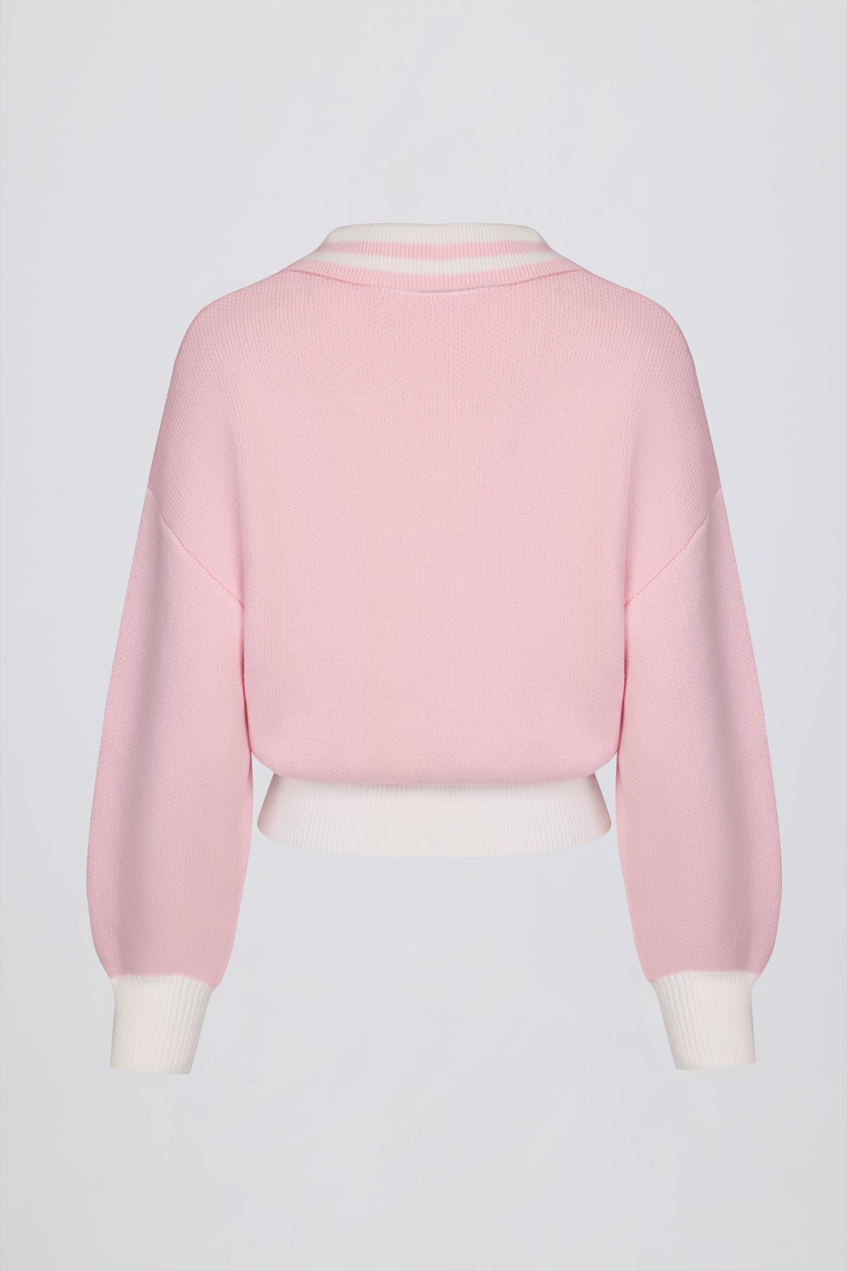 ⁣⁢Oversized-Pullover mit V-Ausschnitt aus Baumwolljersey in Puderrosa⁤⁣