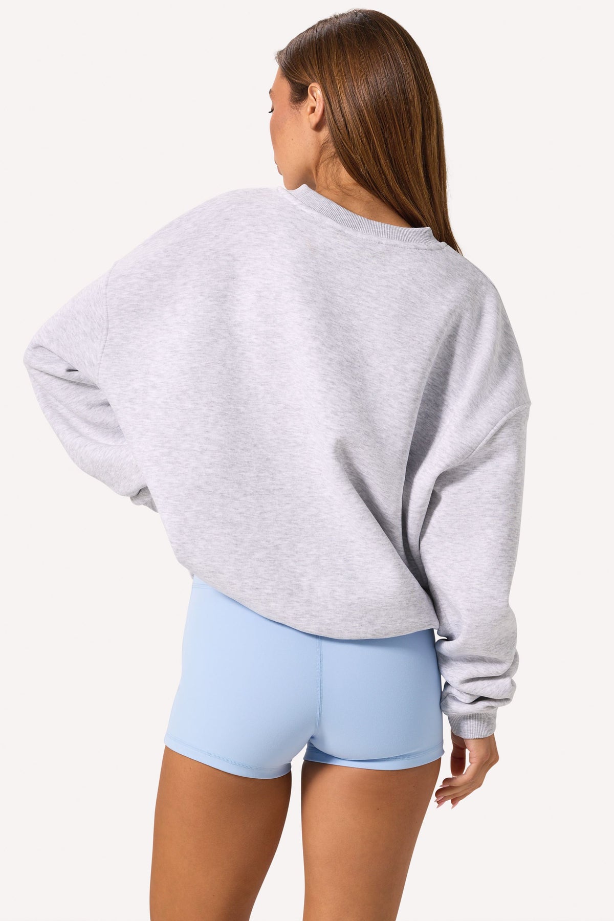 ⁣⁢Oversized-Pullover mit Rundhalsausschnitt in Grau meliert⁤⁣