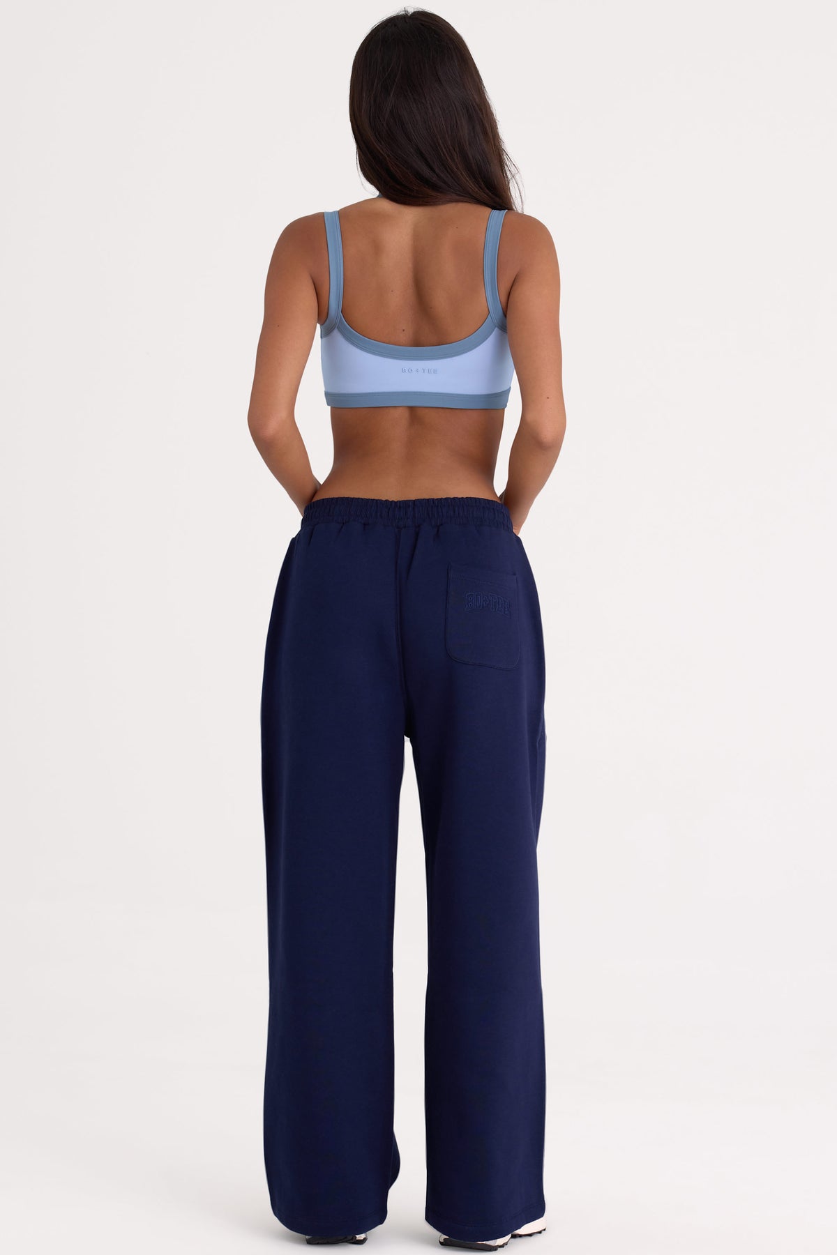 ⁣⁢Angerauter Jersey Jogginghose mit weitem Bein in Midnight⁤⁣