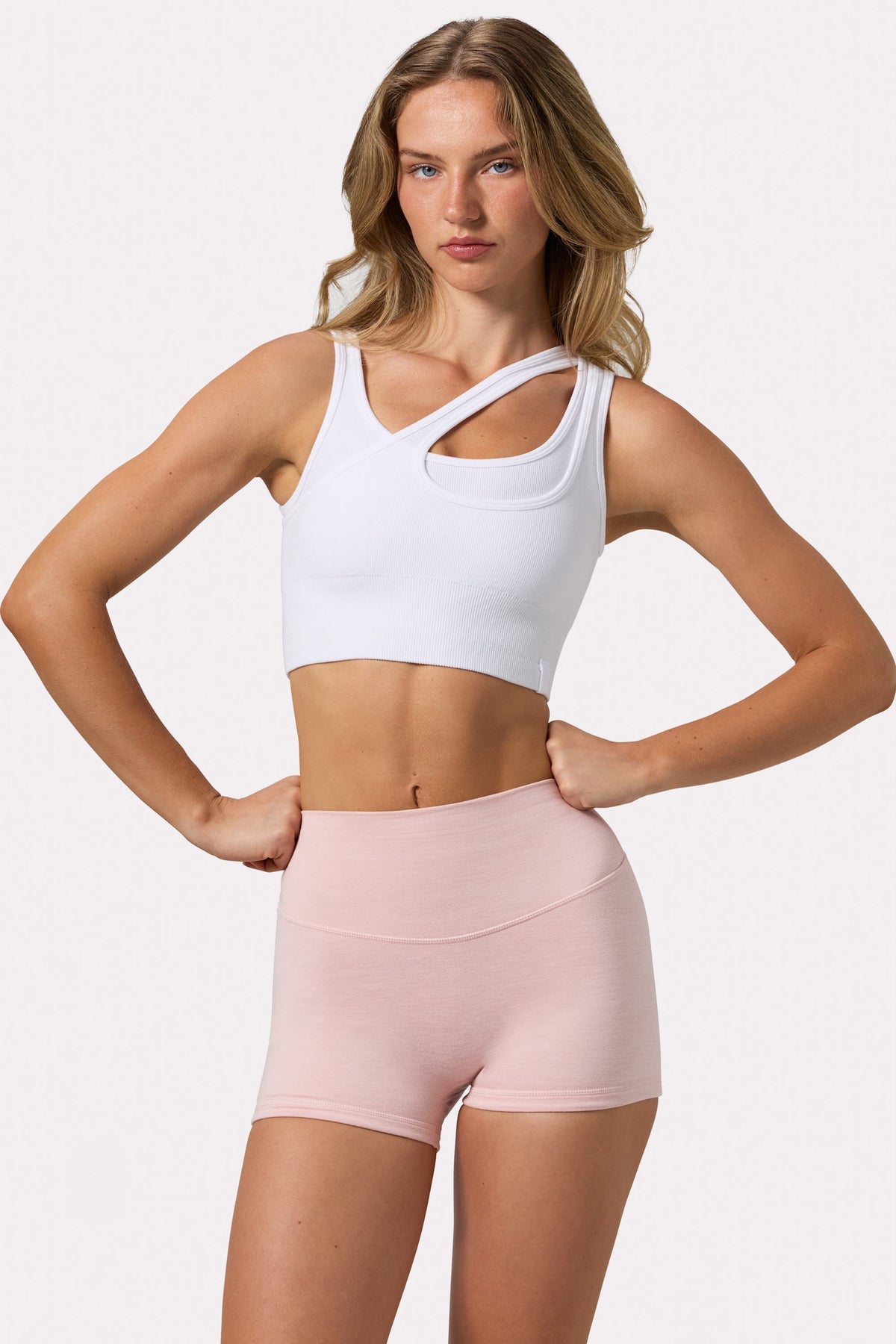 ⁣⁢Nahtloser Soft-Rib-Asymmetrie-Sport-BH in Weiß⁤⁣ - 1