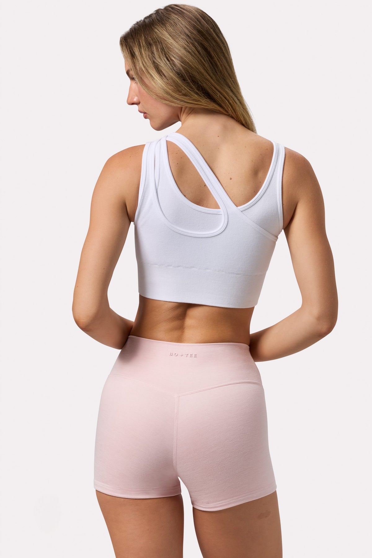 ⁣⁢Nahtloser Soft-Rib-Asymmetrie-Sport-BH in Weiß⁤⁣ - 2