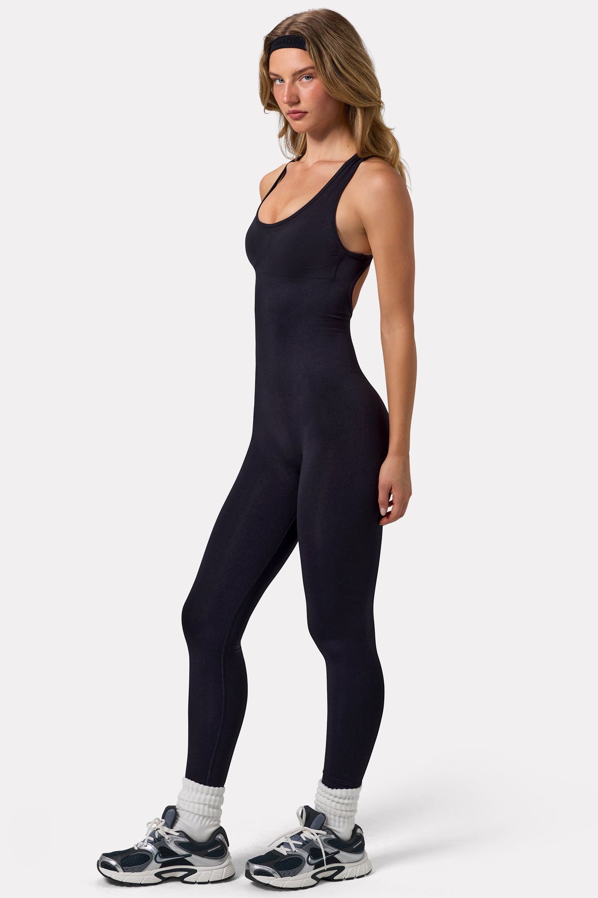⁣⁢Rückenfreier Define Luxe Unitard in Schwarz⁤⁣
