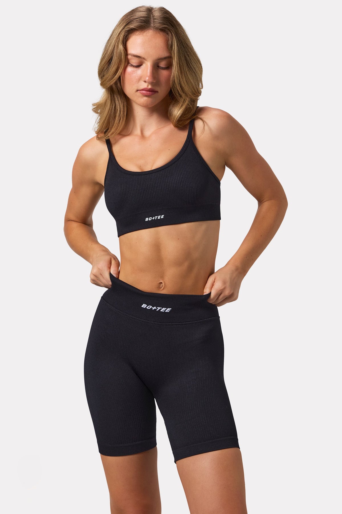 ⁣⁢FlexiRib Biker Shorts in Schwarz⁤⁣