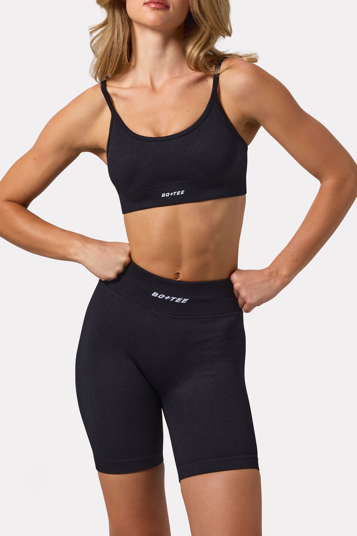 ⁣⁢FlexiRib Biker Shorts in Schwarz⁤⁣