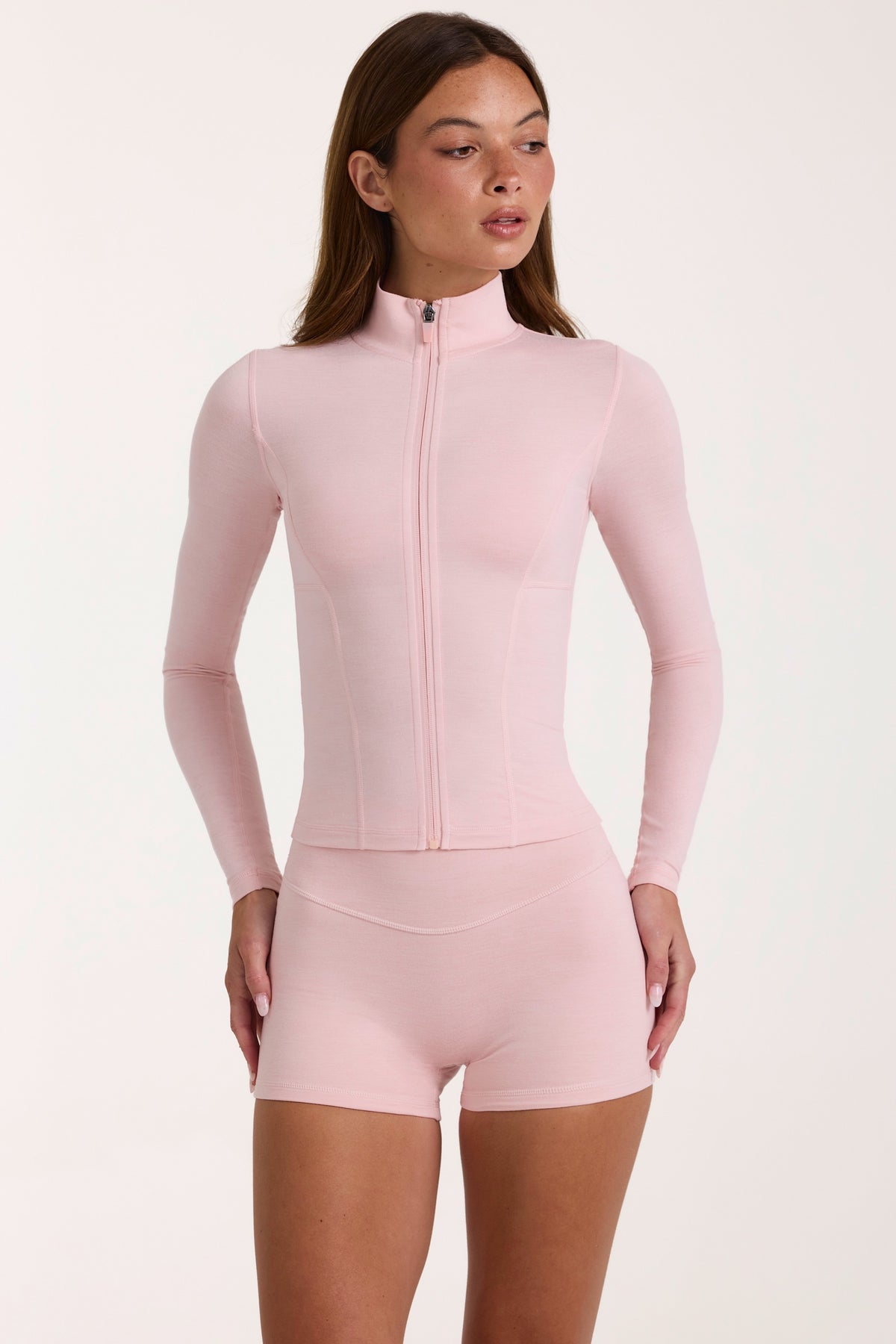 ⁣⁢Soft Active Reißverschlussjacke in Blush Marl⁤⁣