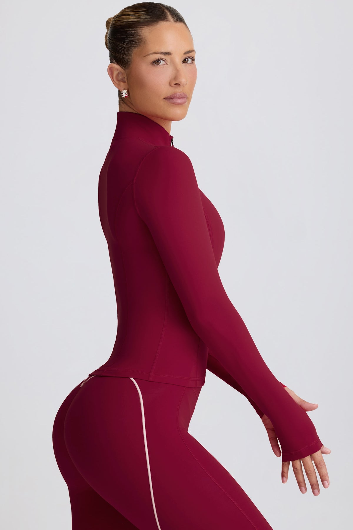 ⁣⁢Soft Active Jacke mit Reißverschluss in Bordeaux⁤⁣