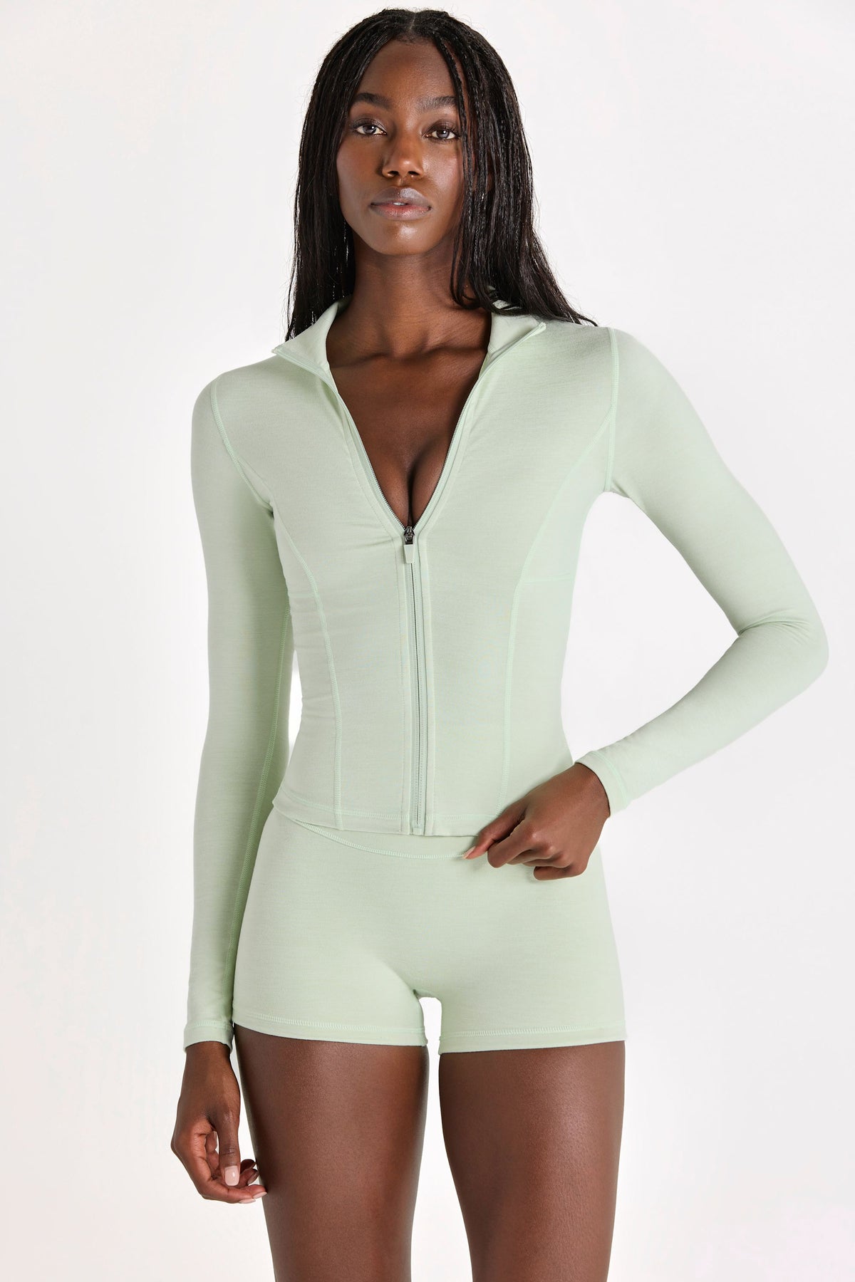 ⁣⁢Soft Active Jacke mit Reißverschluss in Pistachio⁤⁣ - 1