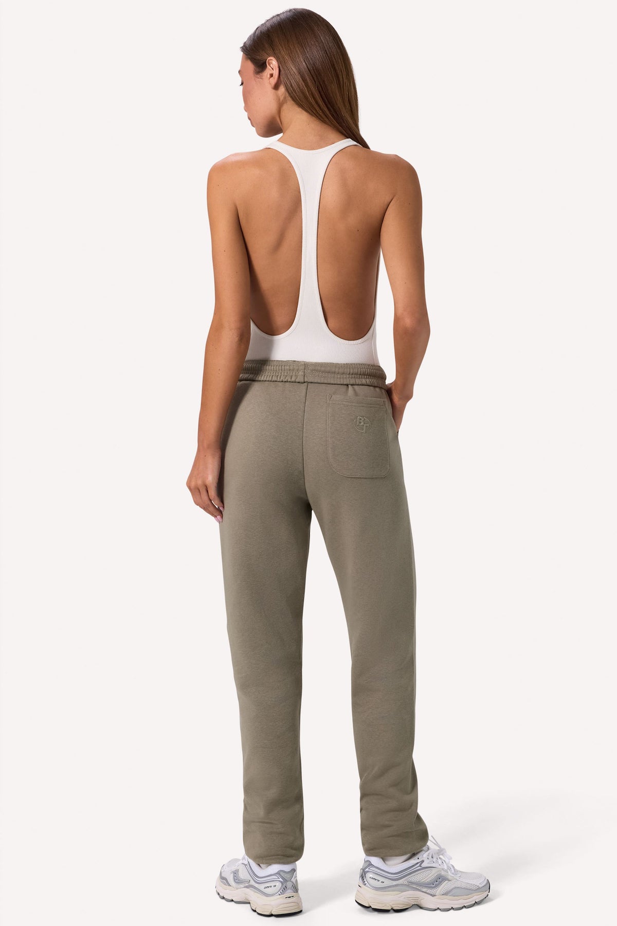 ⁣⁢Mid-Waist-Jogginghose aus Baumwollfleece in Khaki⁤⁣