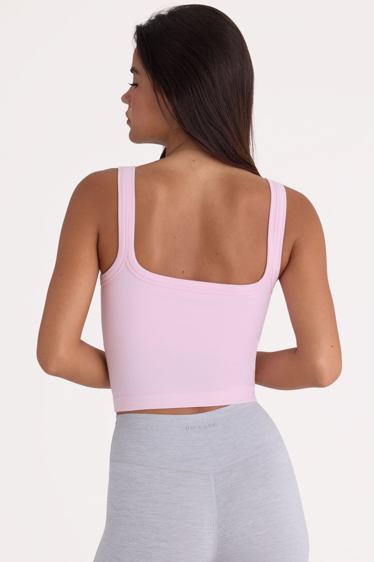 ⁣⁢Nahtloses Soft-Rib-Tanktop mit eckigem Ausschnitt in Puderrosa⁤⁣ - 2