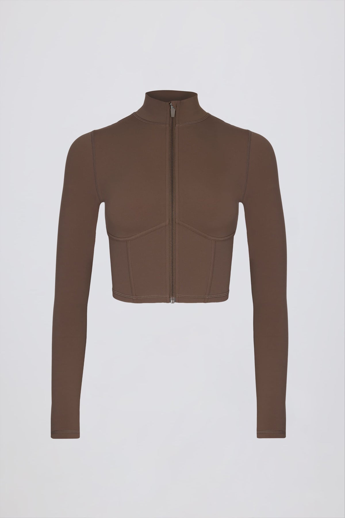 ⁣⁢Soft Active Cropped-Jacke mit Reißverschluss in Kakaobraun⁤⁣