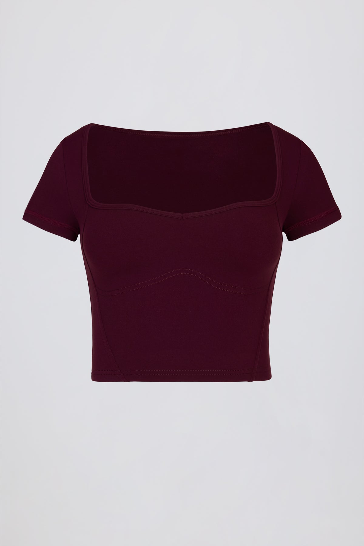 ⁣⁢Soft Active Sweetheart-Ausschnitt Crop Top in Burgundy⁤⁣ - 2
