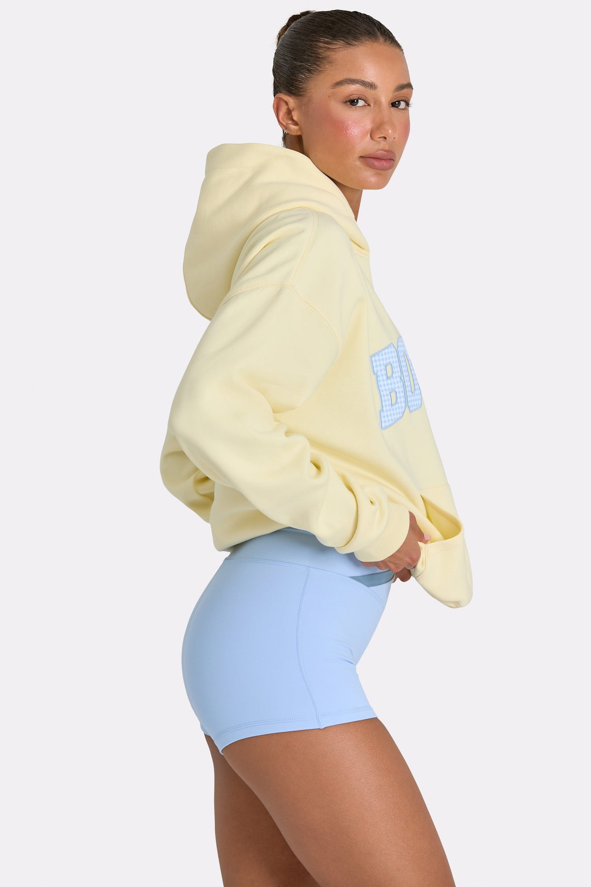 ⁣⁢Oversized Hoodie mit Applikation in Lemon⁤⁣