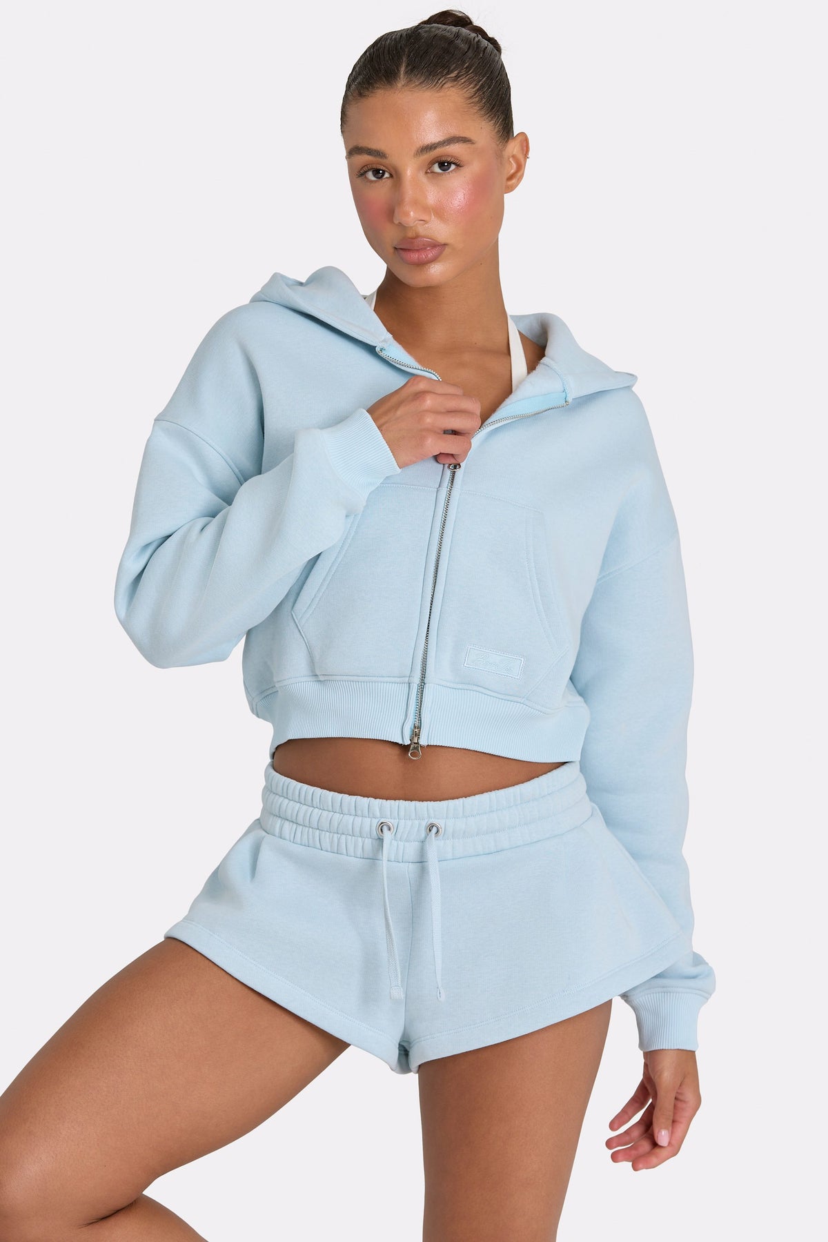 ⁣⁢Oversized Zip-Up Hoodie in Powder Blue⁤⁣