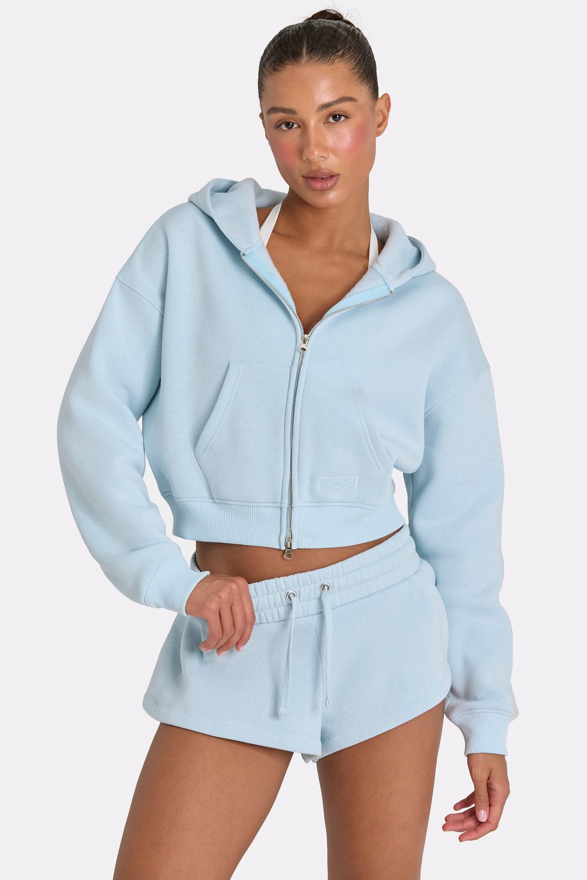 ⁣⁢Oversized Zip-Up Hoodie in Powder Blue⁤⁣ - 1