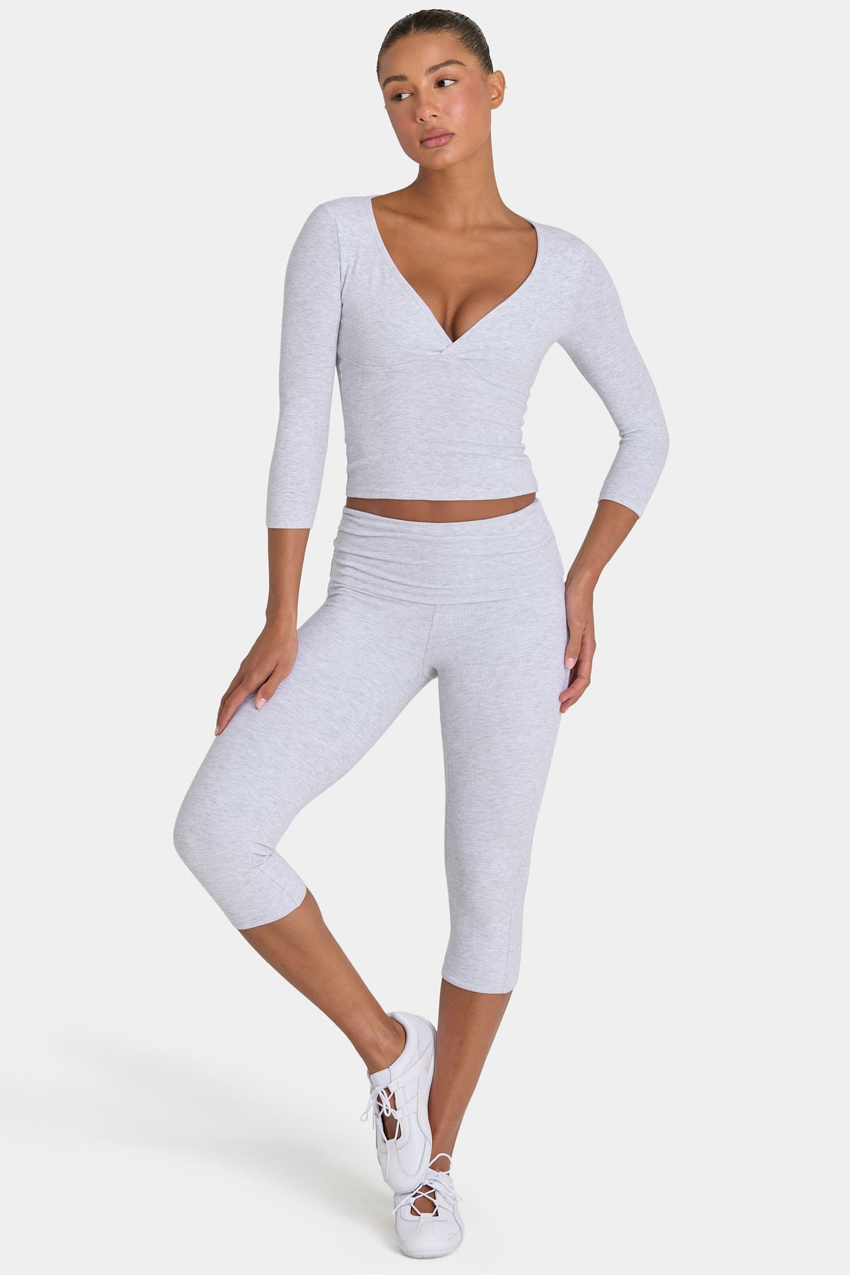 ⁣⁢ButterCloud™ Capri-Leggings in Grau Melange⁤⁣ - 1