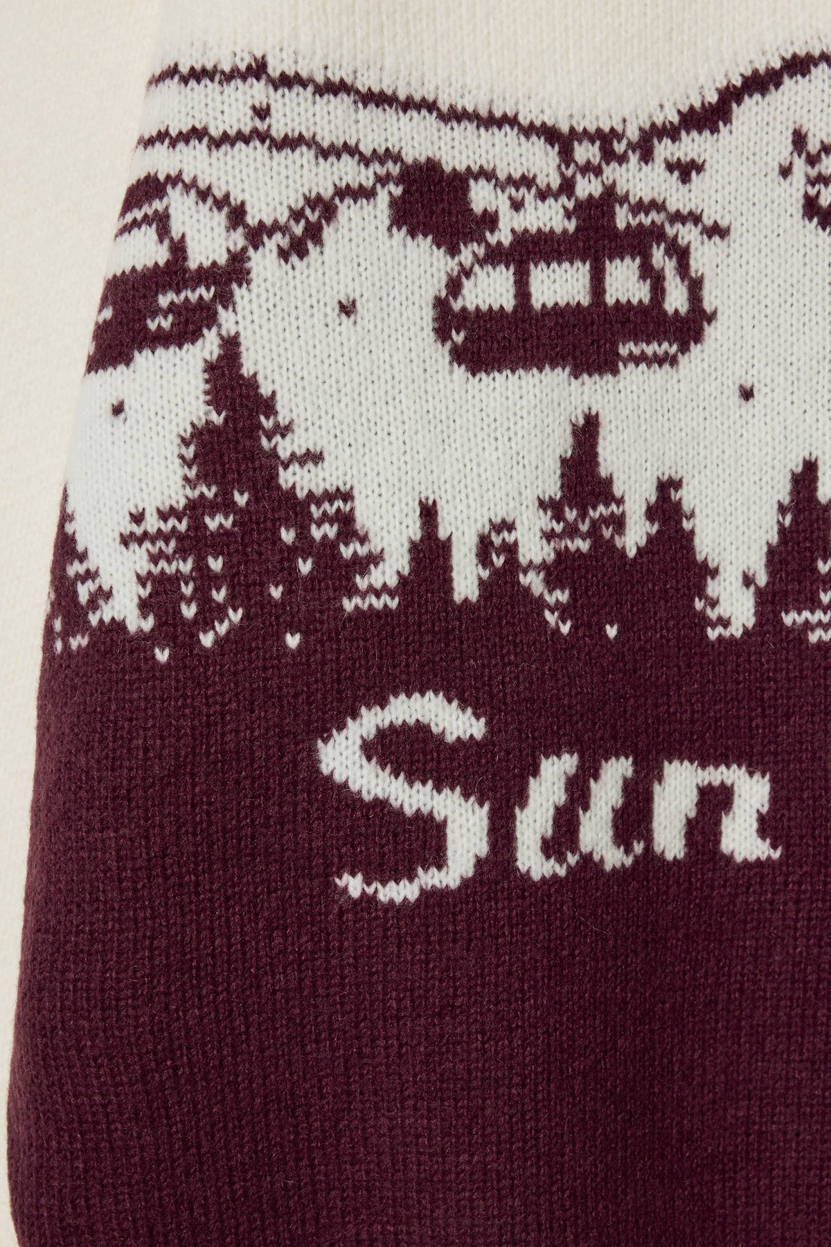 ⁣⁢Oversized-Rollkragenpullover aus Strick mit kurzem Reißverschluss in Bordeaux⁤⁣