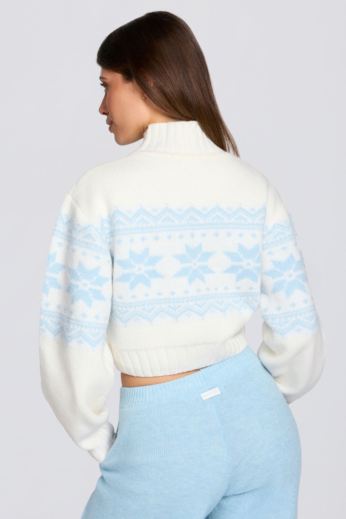 ⁣⁢Cropped-Pullover aus Jacquard-Strick in Elfenbein⁤⁣ - 2