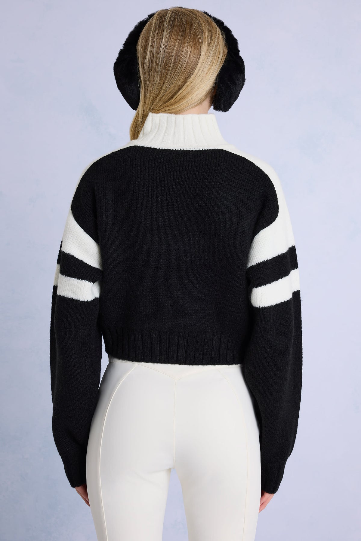 ⁣⁢Cropped-Strickpullover mit Logo in Schwarz⁤⁣ - 2