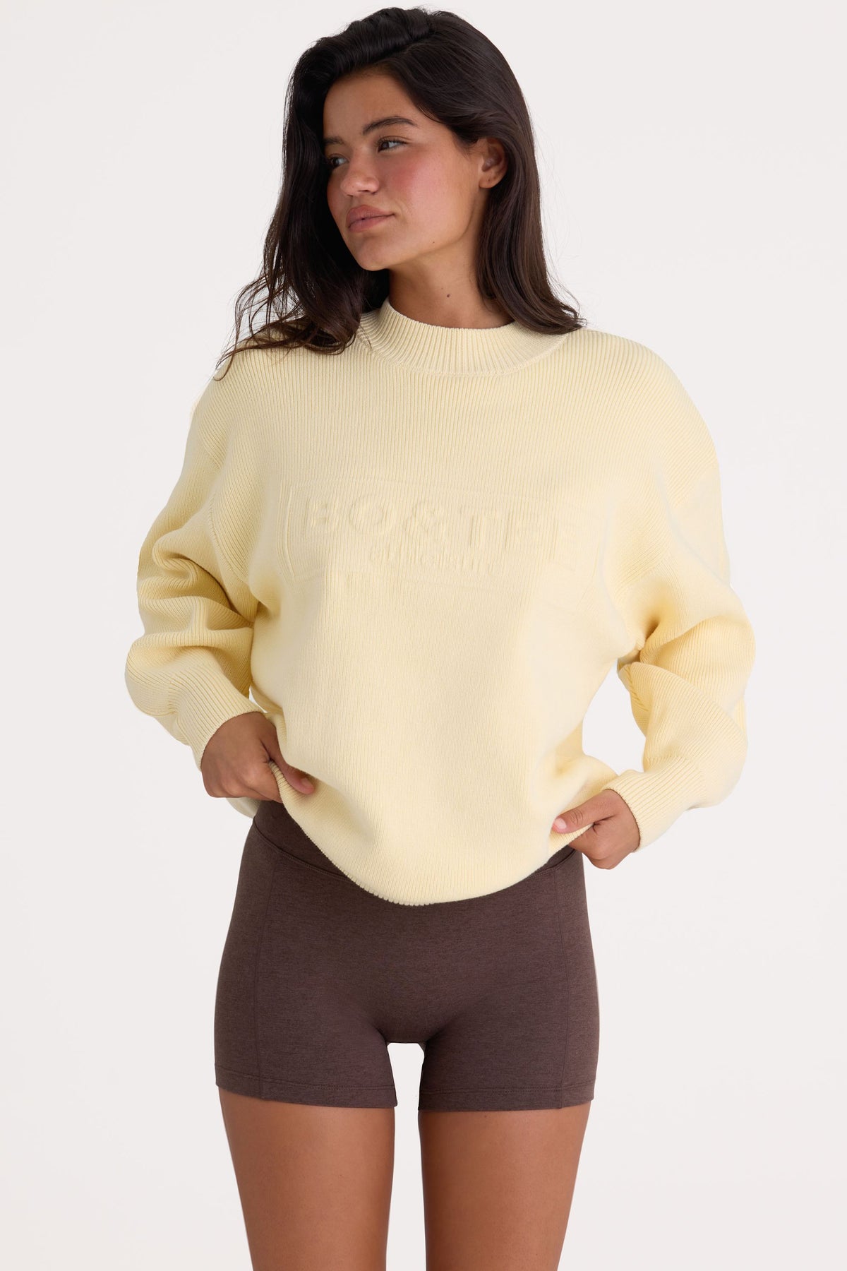 ⁣⁢Oversized-Pullover aus Rippstrick in Lemon⁤⁣