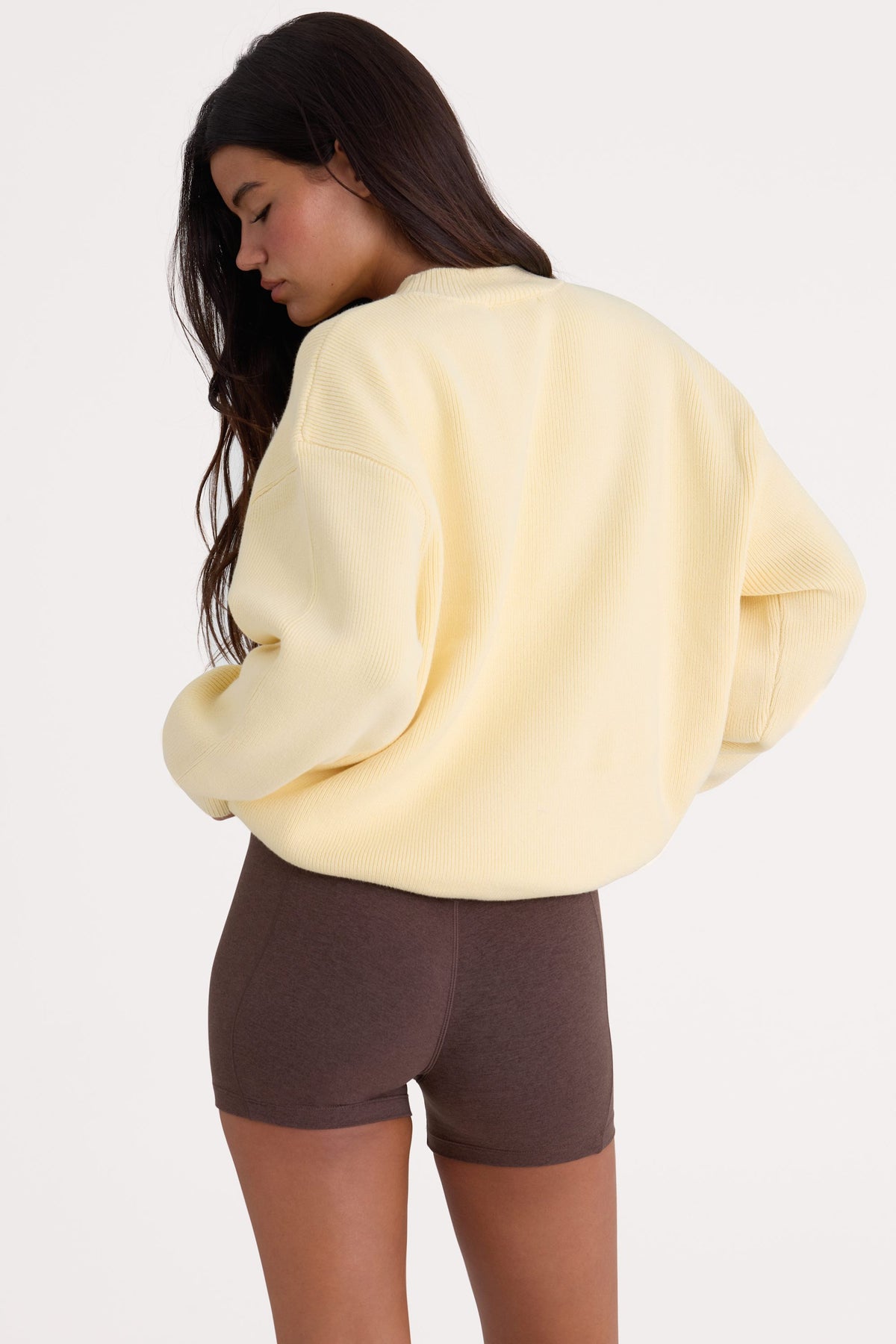 ⁣⁢Oversized-Pullover aus Rippstrick in Lemon⁤⁣