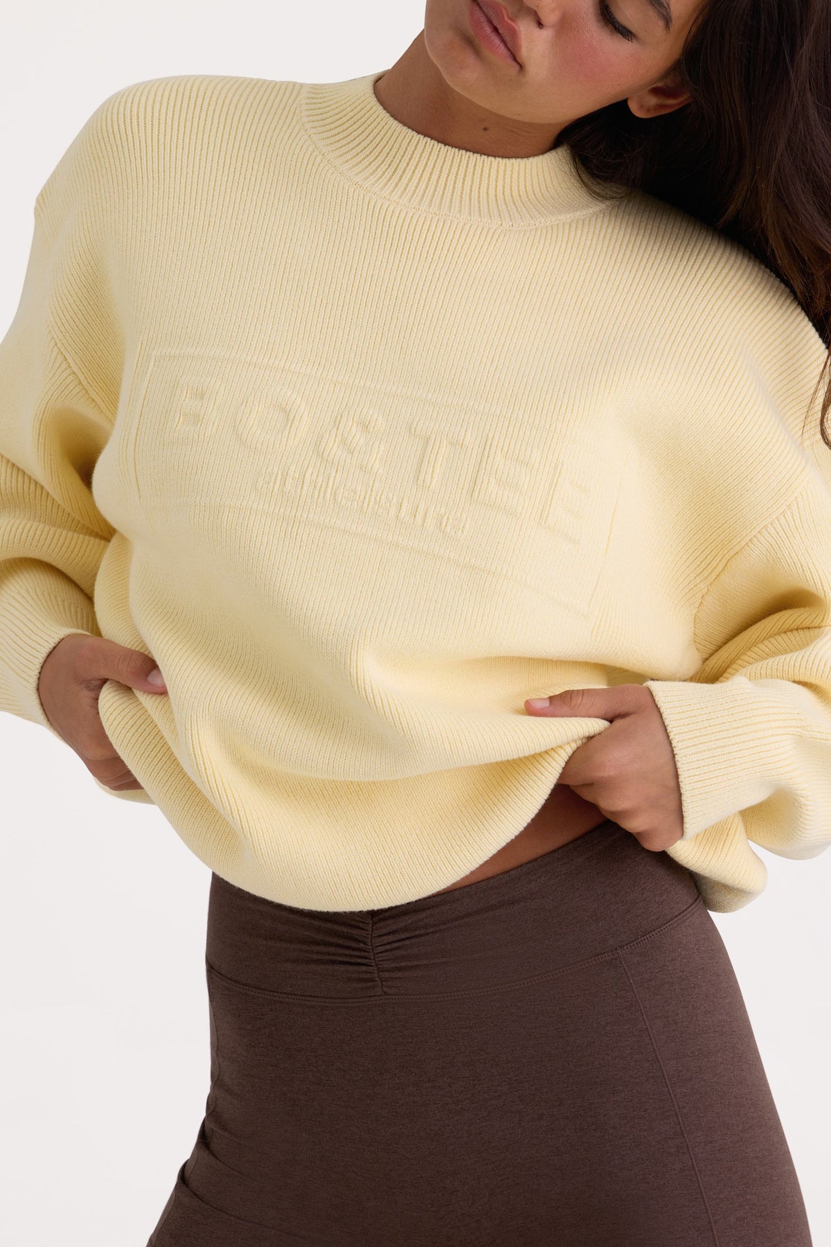 ⁣⁢Oversized-Pullover aus Rippstrick in Lemon⁤⁣