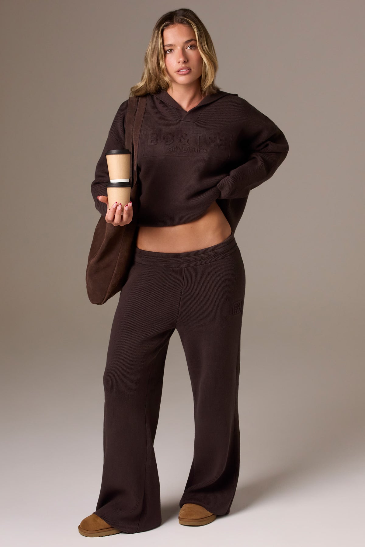 ⁣⁢Wide-Leg-Jogginghose aus Rippstrick in Pekan⁤⁣