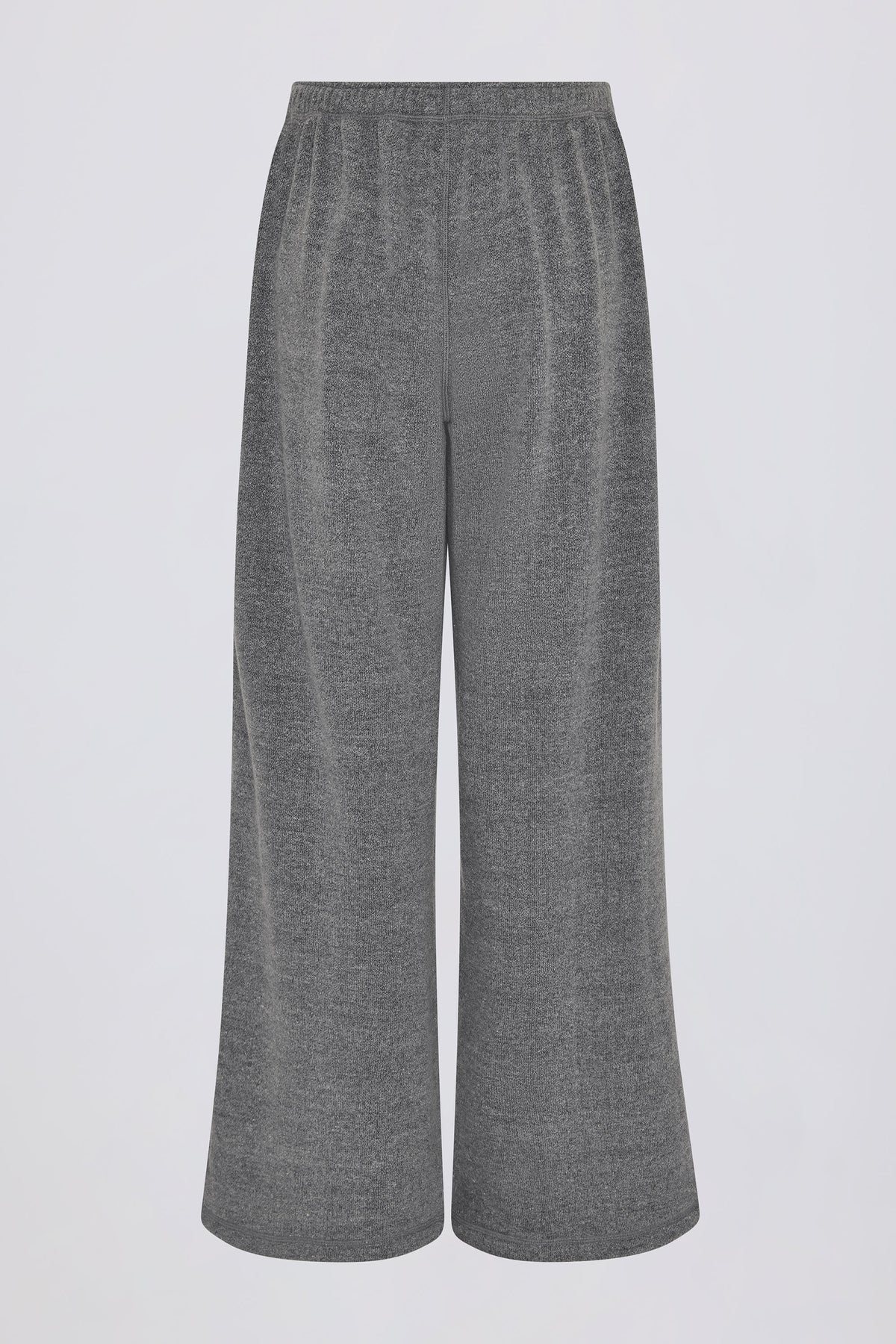 ⁣⁢Low-Waist-Wide-Leg-Jogginghose aus strukturierter Baumwolle mit Knöpfen in Dunkelgrau⁤⁣
