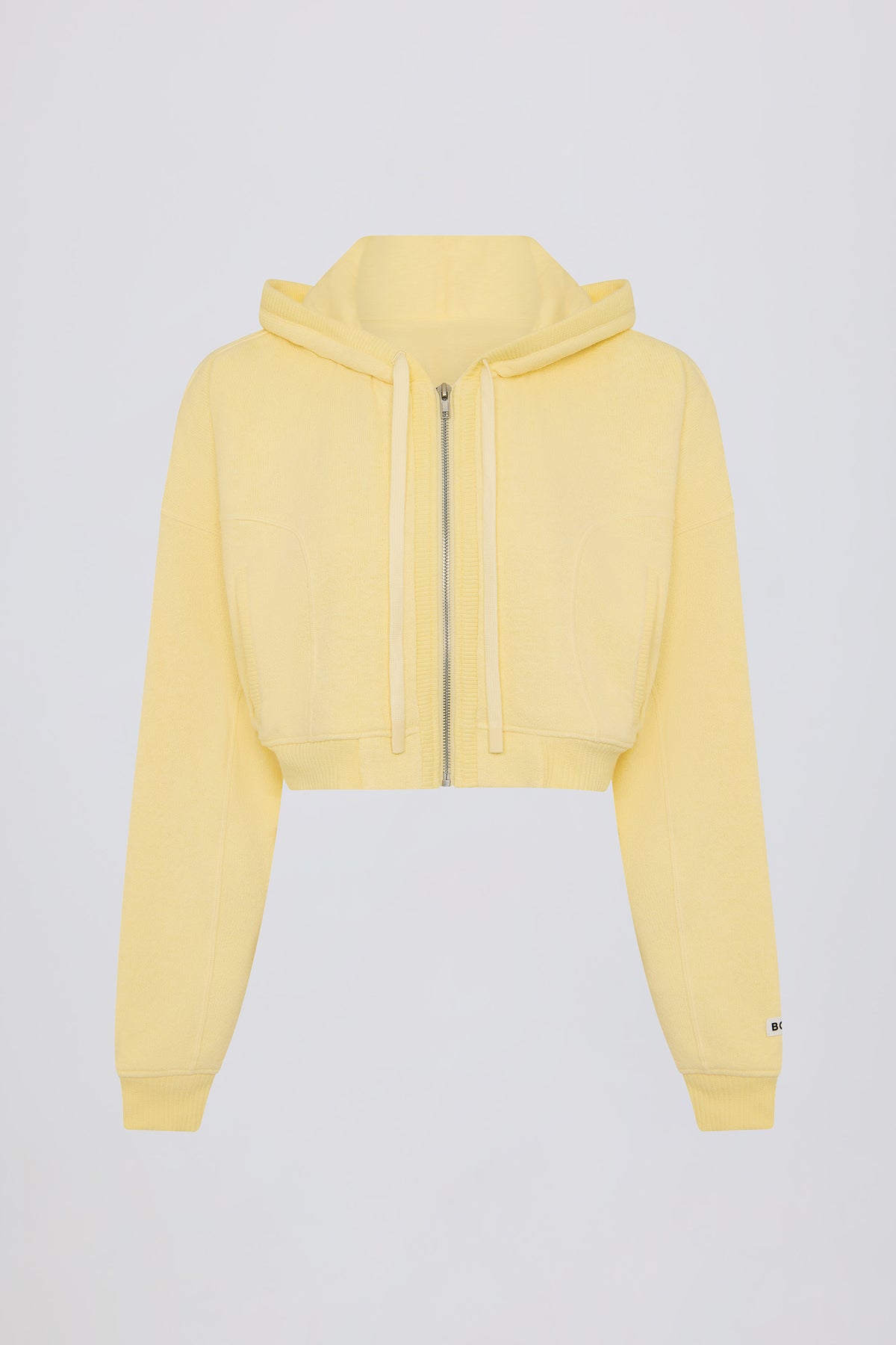 ⁣⁢Terry Cotton Kapuzenpullover mit Reißverschluss in Lemon⁤⁣