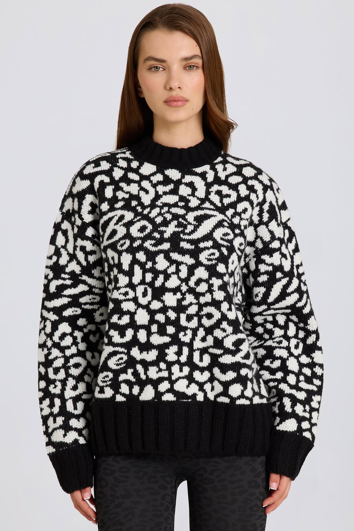 ⁣⁢Oversized-Pullover aus Jacquard-Strick in Schwarz⁤⁣ - 1