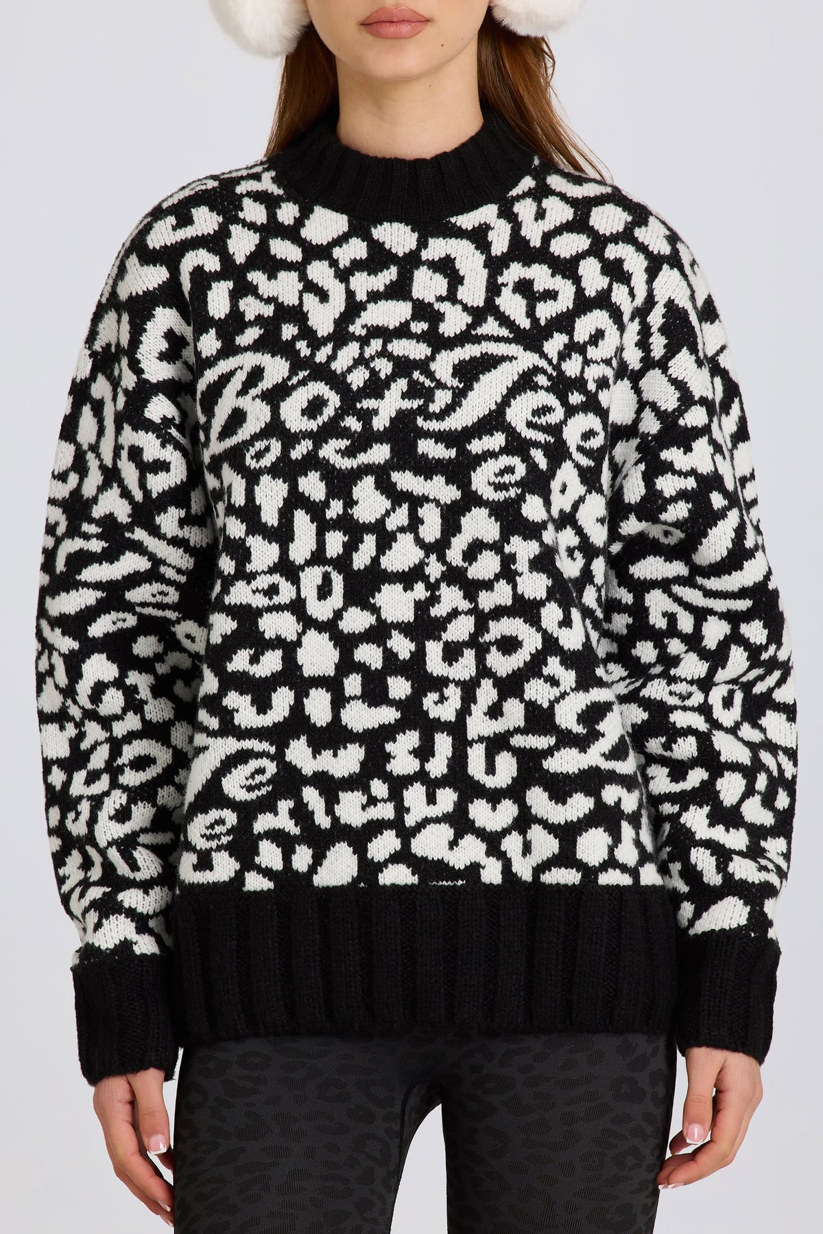 ⁣⁢Oversized-Pullover aus Jacquard-Strick in Schwarz⁤⁣ - 2