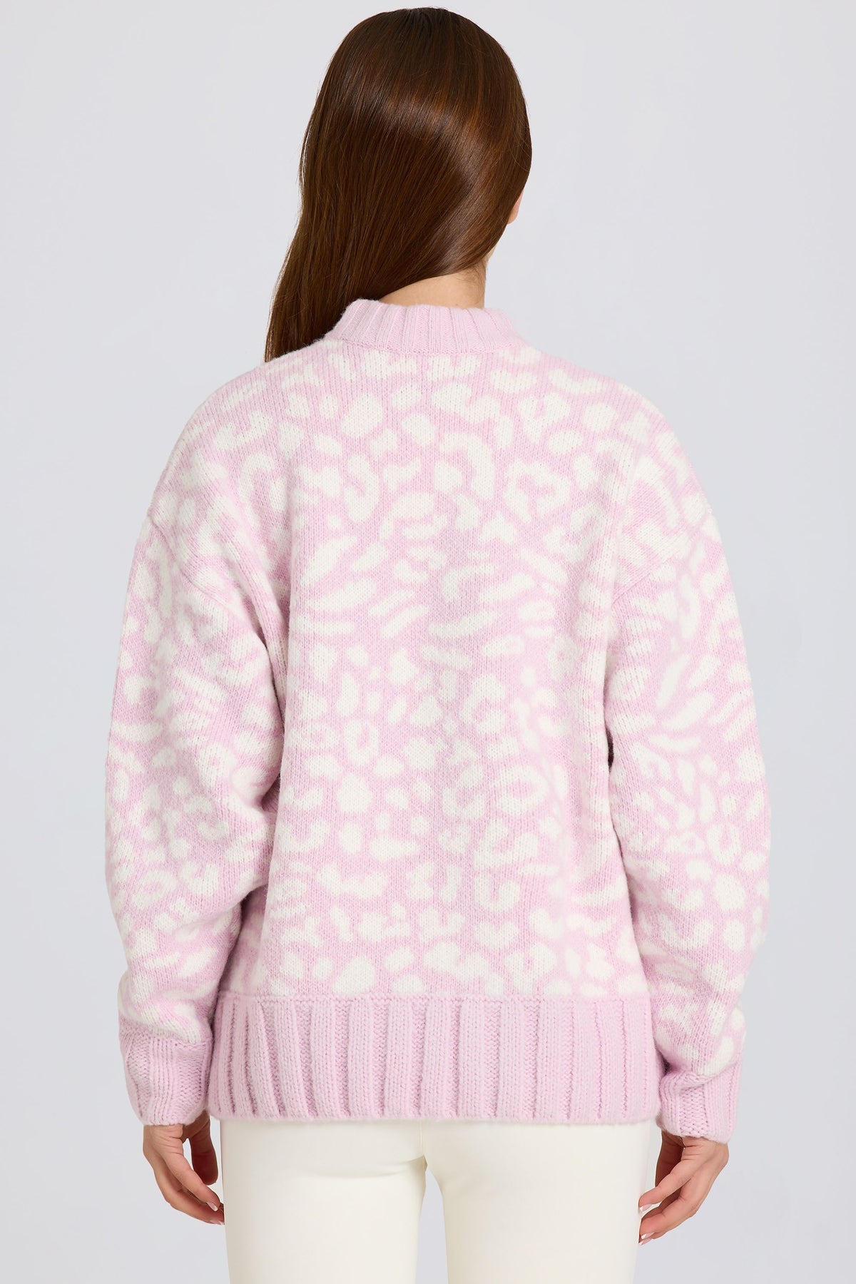 ⁣⁢Oversized-Pullover aus Jacquard-Strick in Pink⁤⁣