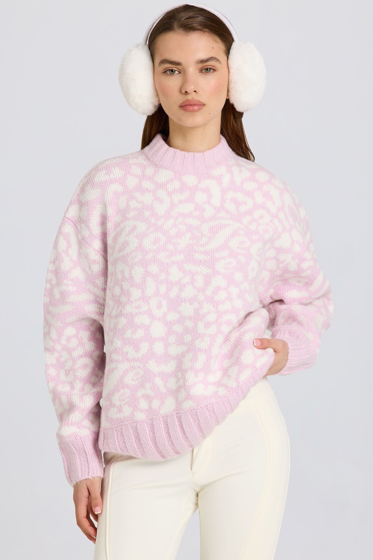 ⁣⁢Oversized-Pullover aus Jacquard-Strick in Pink⁤⁣ - 1