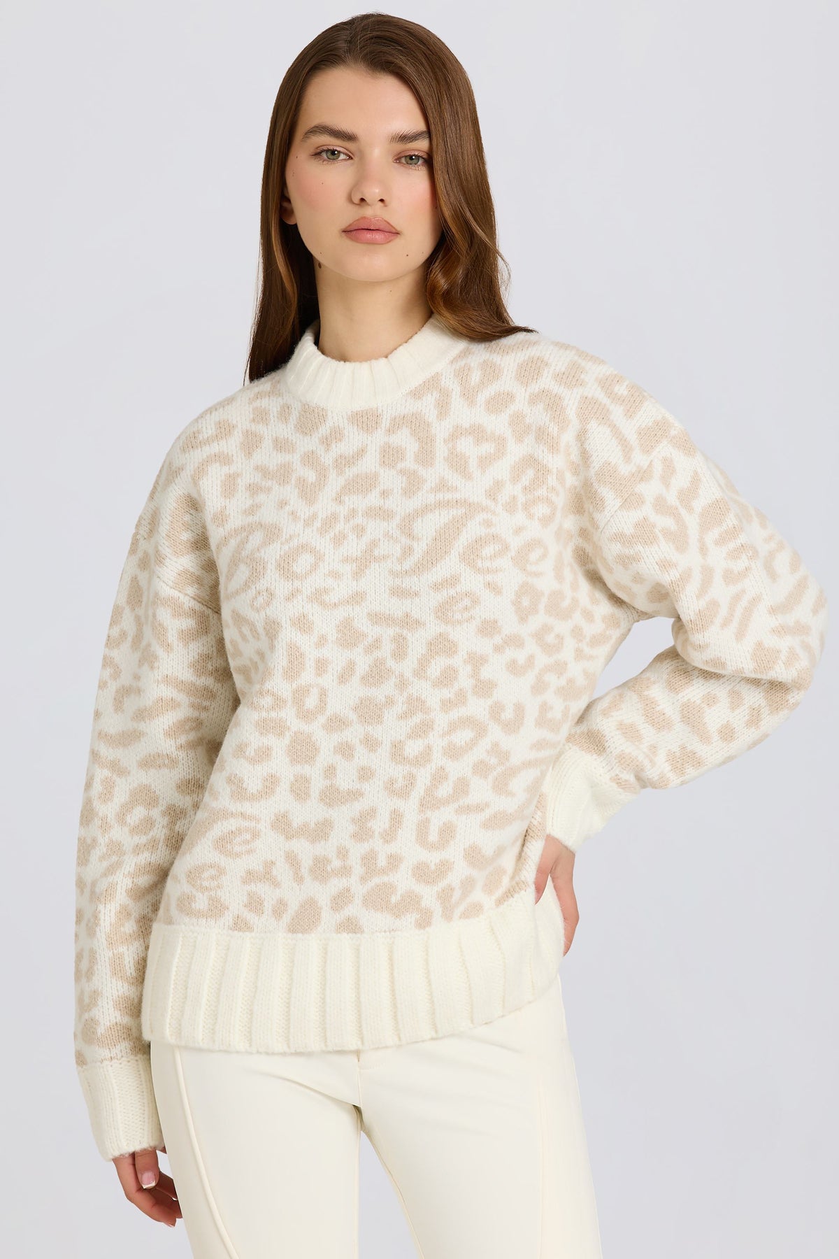 ⁣⁢Oversized-Pullover aus Jacquard-Strick in Eisblau⁤⁣ - 1