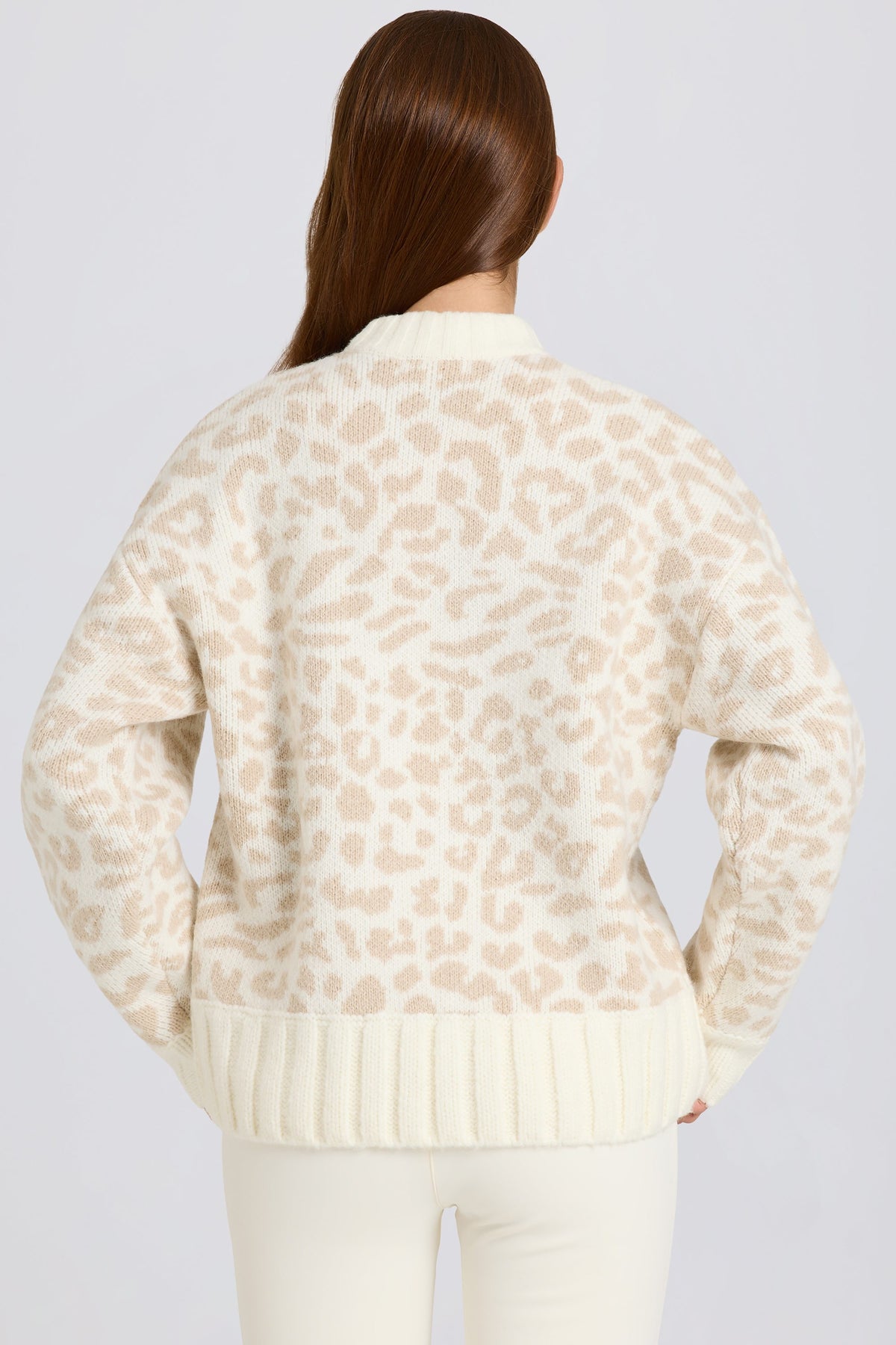 ⁣⁢Oversized-Pullover aus Jacquard-Strick in Eisblau⁤⁣
