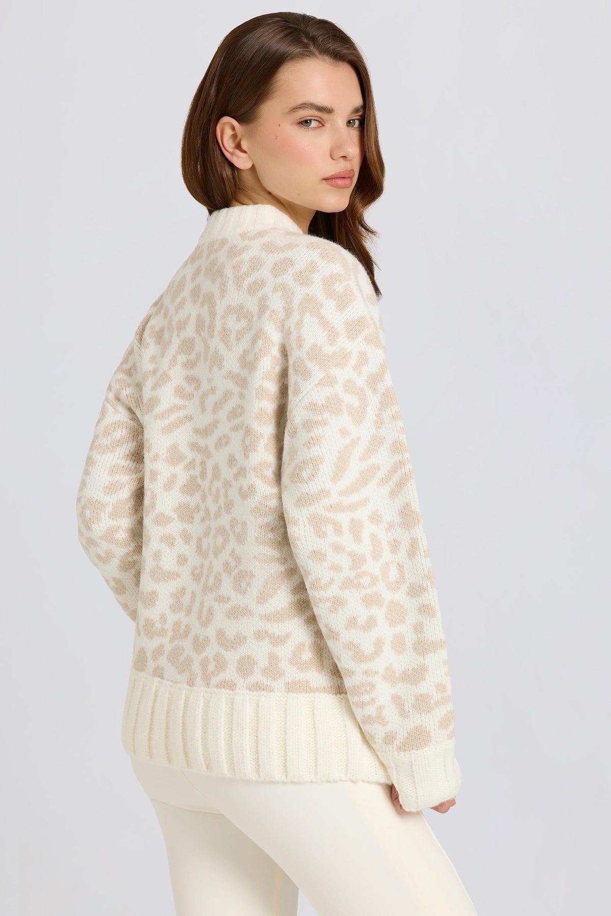 ⁣⁢Oversized-Pullover aus Jacquard-Strick in Eisblau⁤⁣