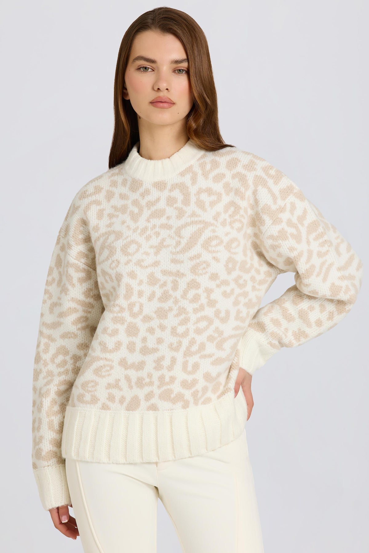 ⁣⁢Oversized-Pullover aus Jacquard-Strick in Eisblau⁤⁣ - 2